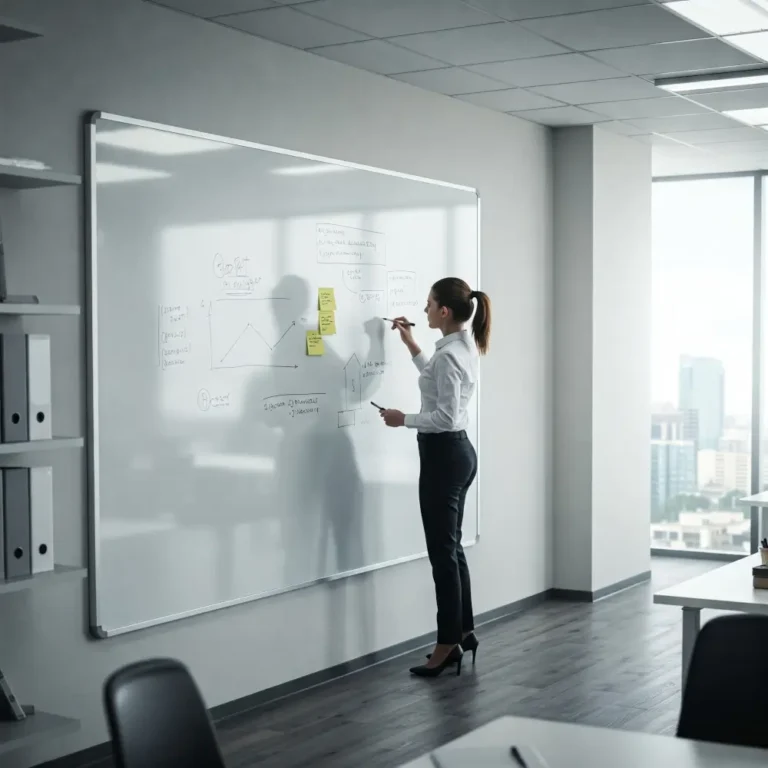 girl writing on white board